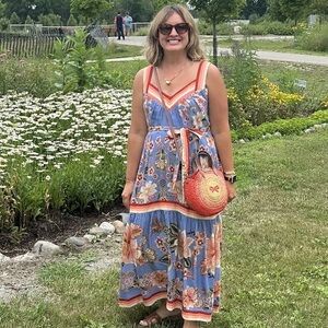 FARM Rio Blue Superbloom Tapestry Maxi Dress